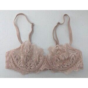 Victoria's Secret PINK Bra Women's 32A Light Pink Lace Unlined Date Push Up-READ